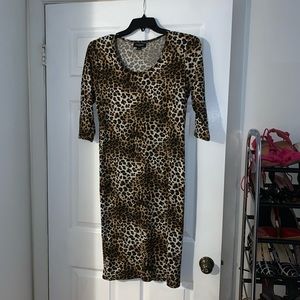 Leopard Print Bodycon Midi Dress